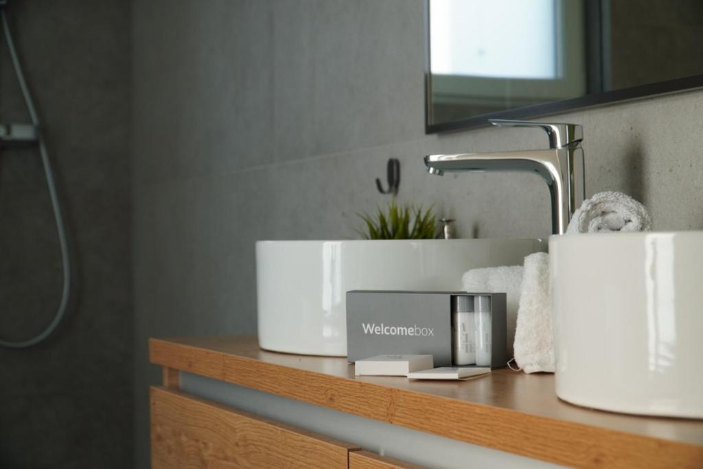 Bathroom vanity with guest amenities