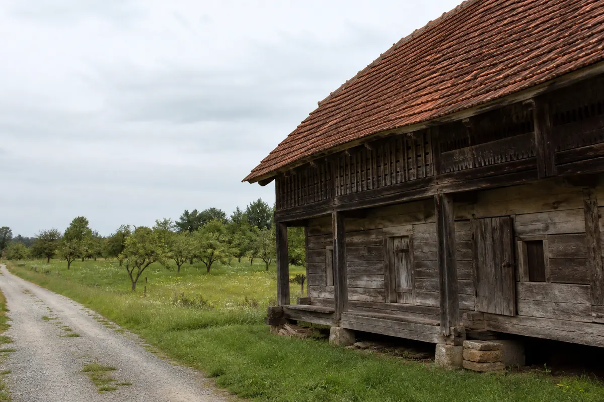 Traditional wooden rural architecture in the Turopolje countryside